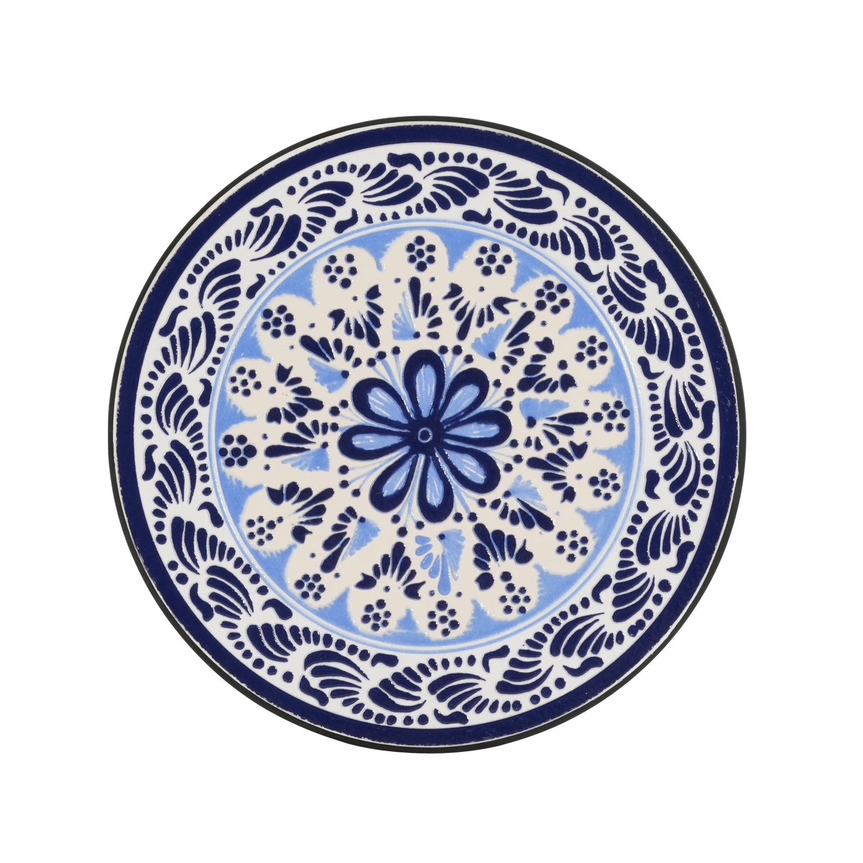 Patio Side Table, Blue+Black