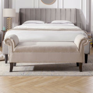 Kathy - Roll Arm Entryway Accent Bench - Sky Neutral Beige
