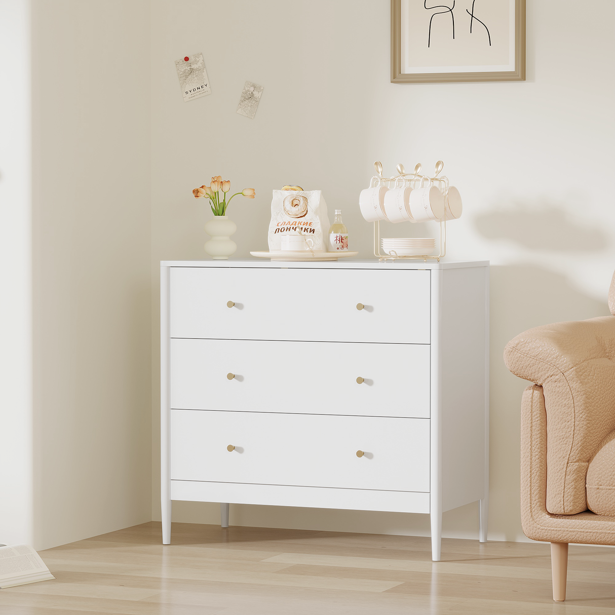 Modern 3 Drawer Dresser Chest
