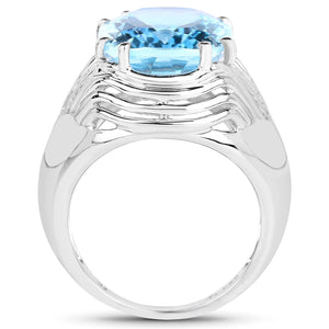 12.10 Carat Genuine Blue Topaz .925 Sterling Silver Ring