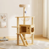 48.8' Modern Wooden Cat Tower for Indoor Cats
