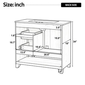 36" Bathroom Vanity with Ceramic Sink