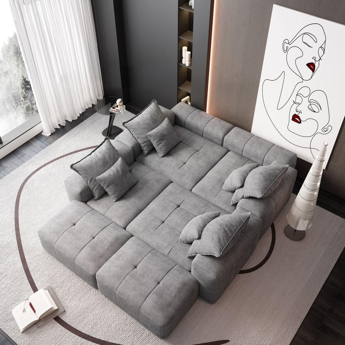 Modern Oversized Modular Sectional Sofa with Pillows - Multiple Colors
