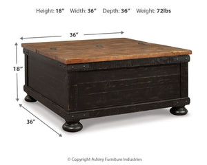 Valebeck - Lift Top Cocktail Table - Black / Brown