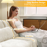 Elegant Four-Seater Sofa with Movable Ottoman and Lumbar PillowBeige