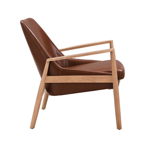 U-Can PU Leather Accent Chair Set of 2 Mid-Century Modern Armchair with Solid Wood Frame