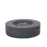Modern Lightweight Concrete Outdoor Circular Fire Pit 50,000 BTU Dark Gray