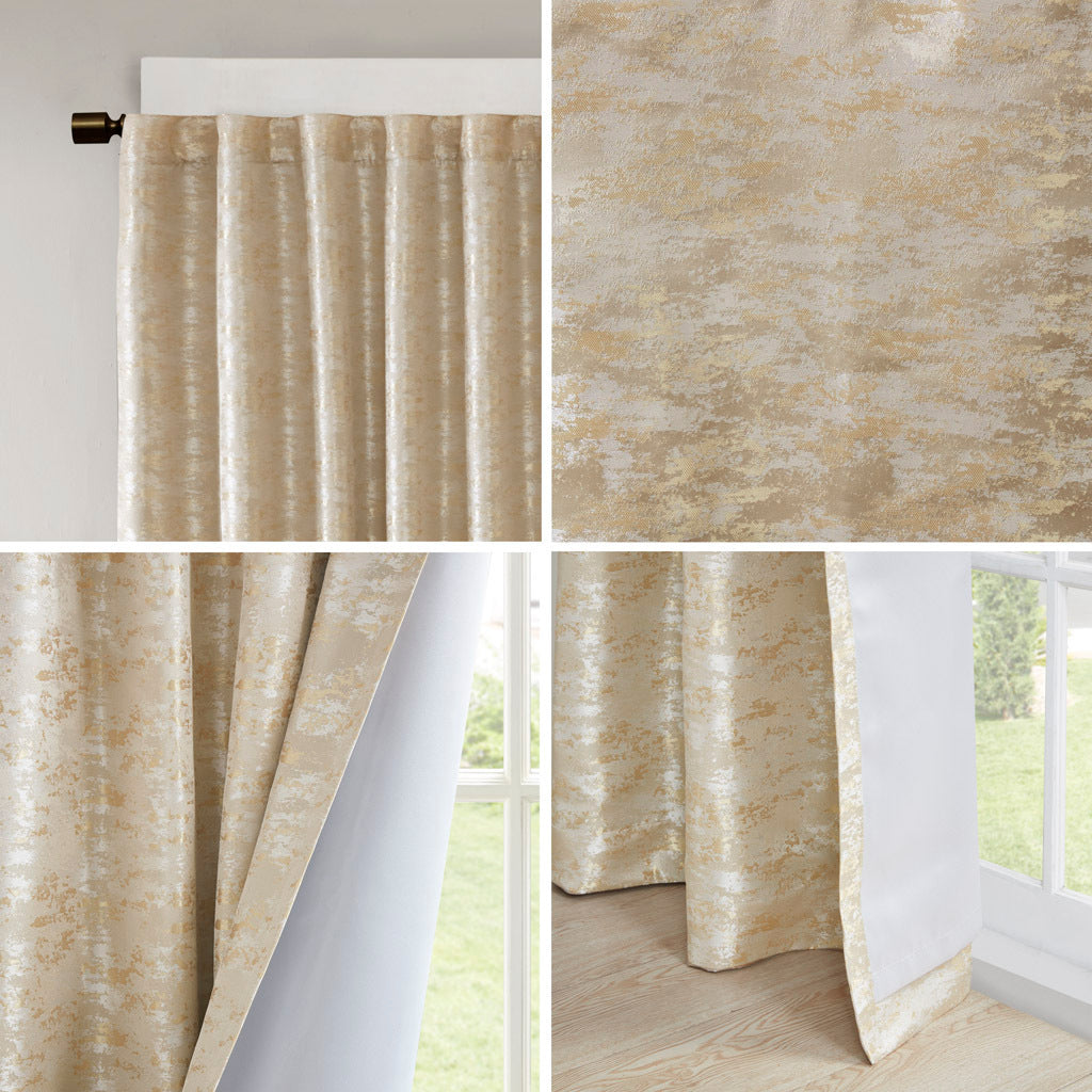 Jacquard lined total blackout rod pocket/back tab curtain panel (only 1 pc panel)