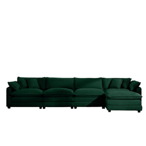 Modern Oversized Modular Cushion Sofa With Ottoman, Low Back, Deep Seating Sofa Set