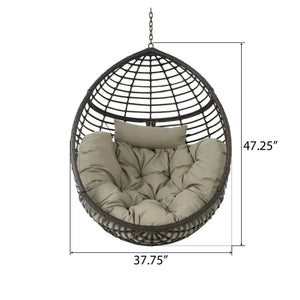 Hanging Basket Chair With Metal Frame And Seat Cushion