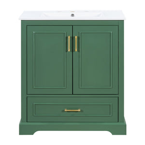 Bathroom Vanity With Sink, 1 Divided Drawer And 2 Soft Close Doors With Double Shelf