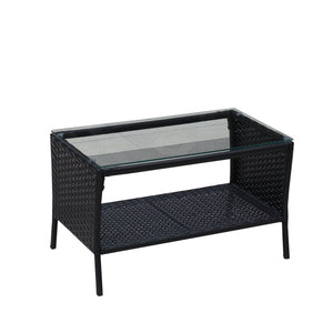4 PC Rattan Patio Furniture Set with Cushions - Black and Green