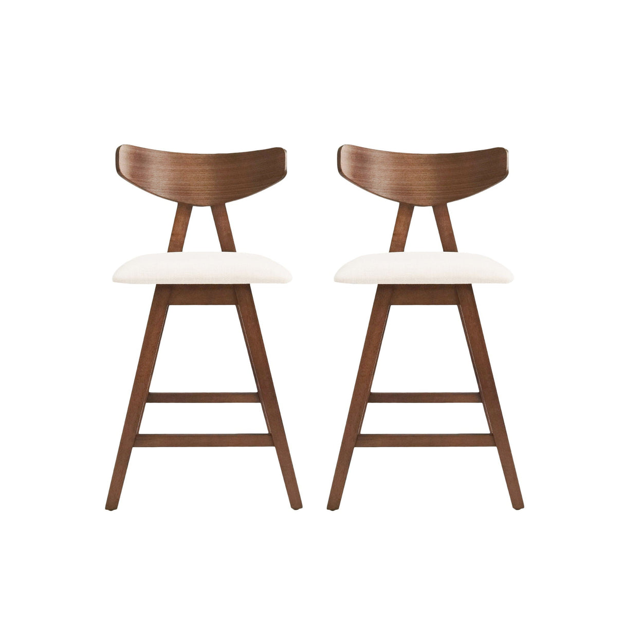 Mid Century Modern Counter Stool With V Shape Frame And Upholstered Seating