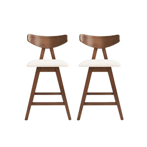 Mid Century Modern Counter Stool With V Shape Frame And Upholstered Seating