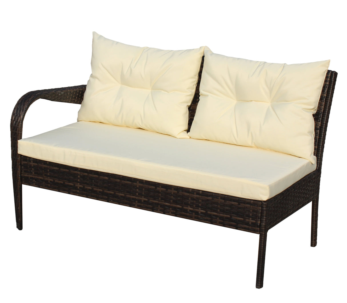 Outdoor Patio Furniture 3-Piece Conversation Set (Beige Cushion)