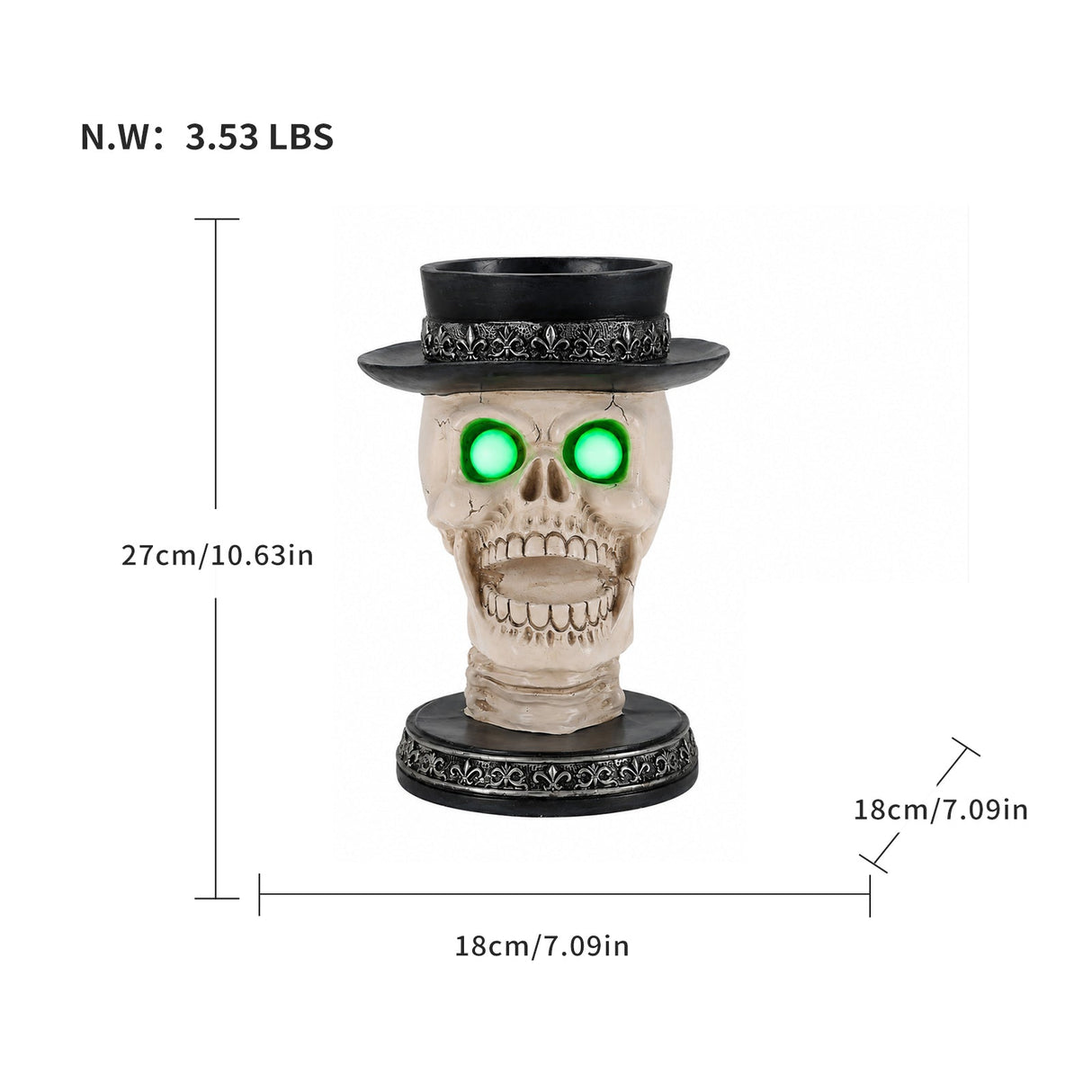 Halloween Skull Candle Holder with Glowing LED