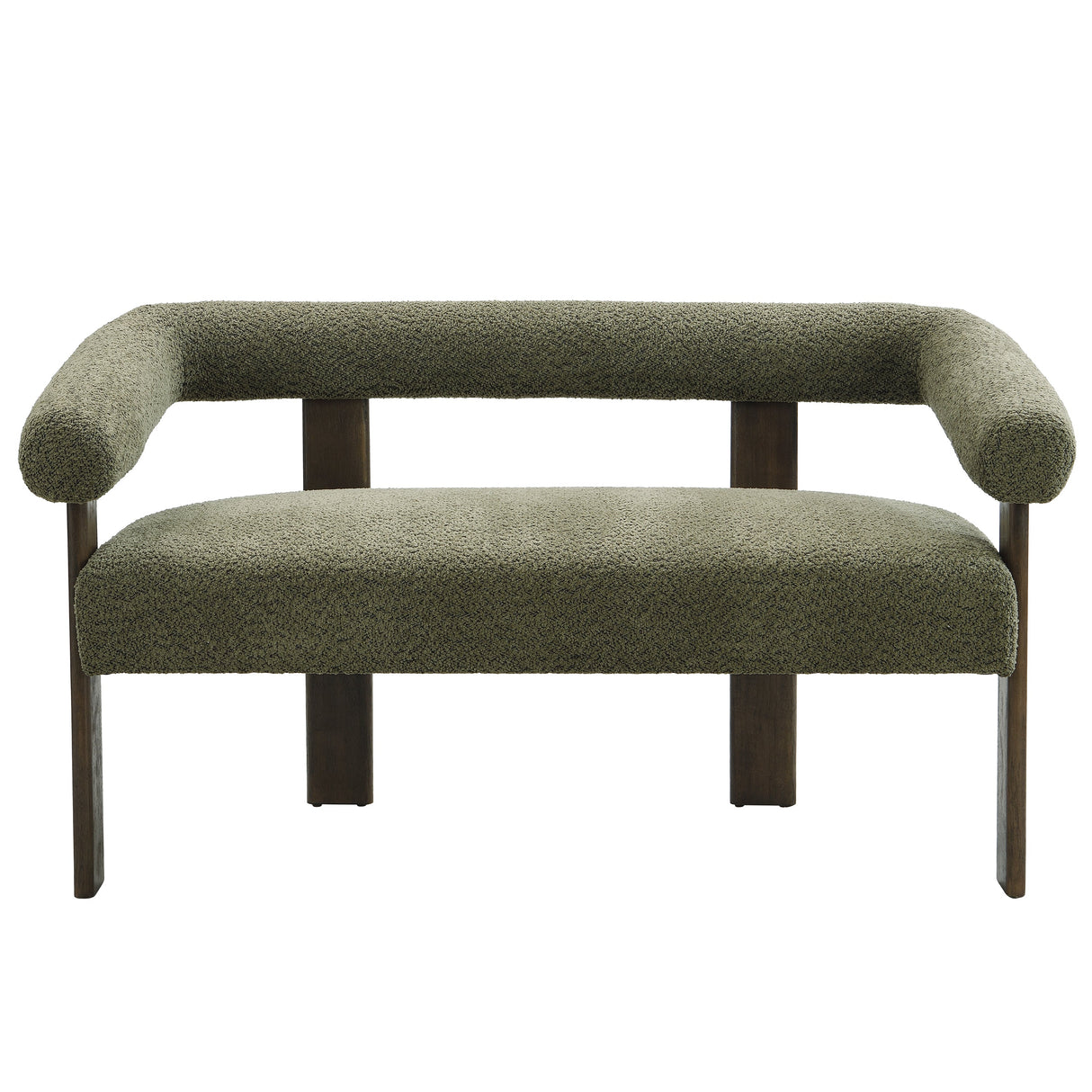Round Armrest Loveseat (Green + Brown)