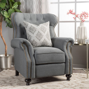 Accented Push Back Recliner Chair With Rolled Arms