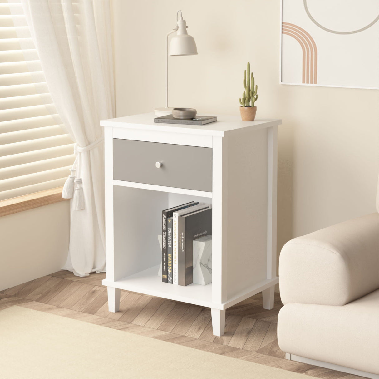 Nightstand With 1 Drawer 1 Shelf