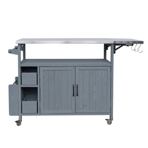 54.33" Farmhouse Rolling Outdoor Kitchen Cart