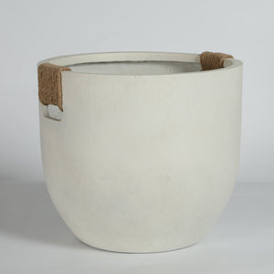 Round Concrete Planter Set of 2, Large Handmade Off White Pots