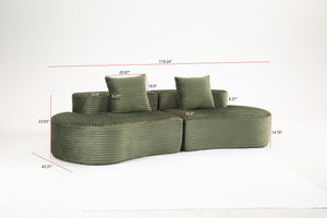Cozy Corduroy 2-Seater Sofa with Lumbar Pillows