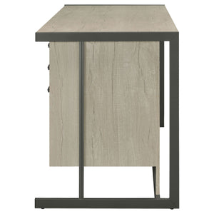 Brisley - Office Desk With Adjustable Keyboard Tray And 3 Drawer Storage - Beige / Gray