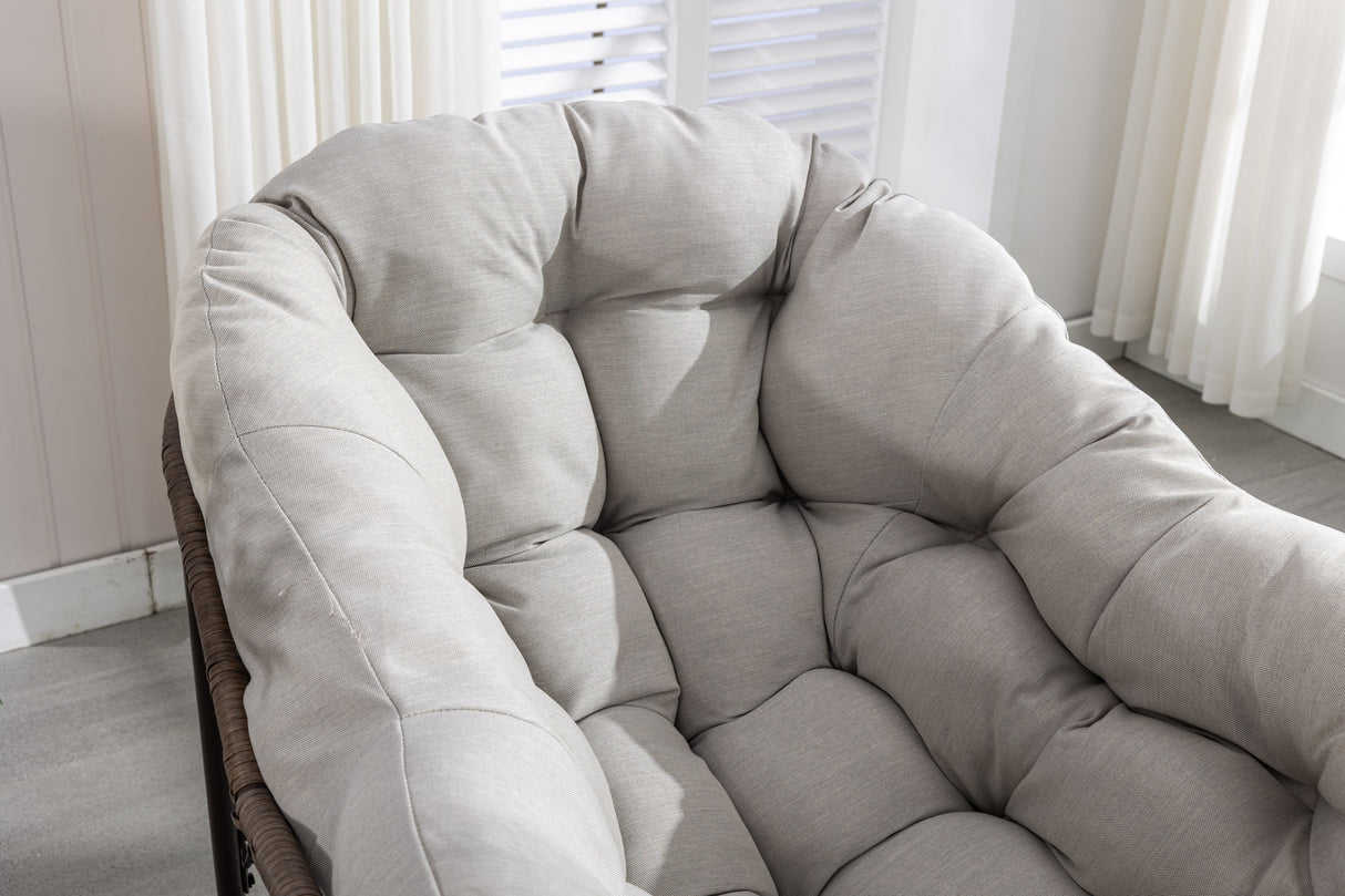 Outdoor Rattan Rocking Chair with Padded Cushion