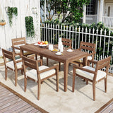 U_Style 7 Pieces Acacia Wood Outdoor Dining Set with Cushions