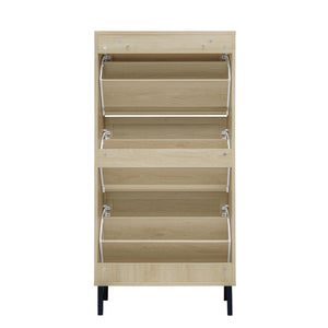 Modern Rattan 3 Door Shoe Rack Cabinet for Entryway