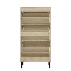 Modern Rattan 3 Door Shoe Rack Cabinet For Entryway