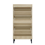 Modern Rattan 3 Door Shoe Rack Cabinet For Entryway