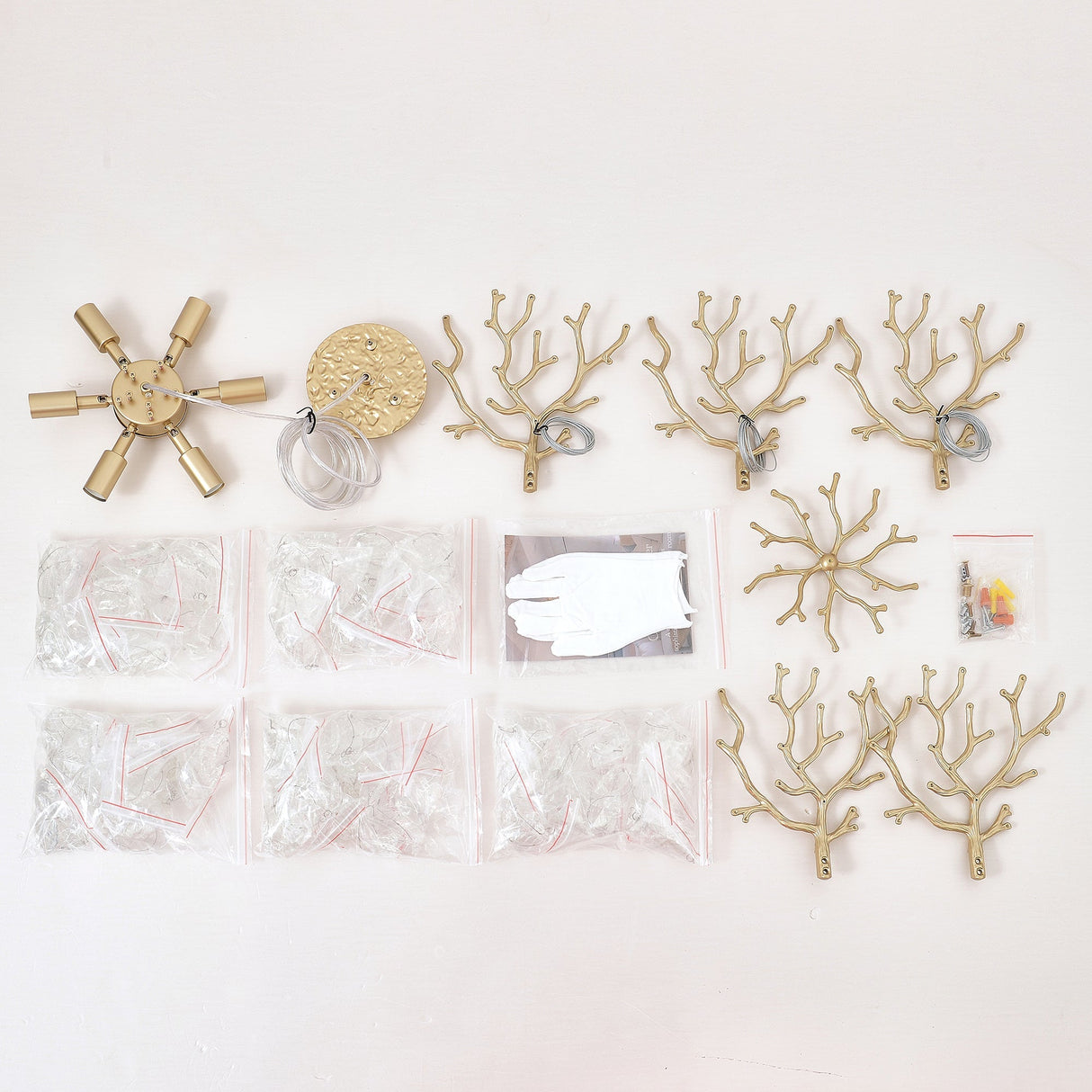 6-Light Chandelier Crystal Ceiling Lamp - Gold Finish