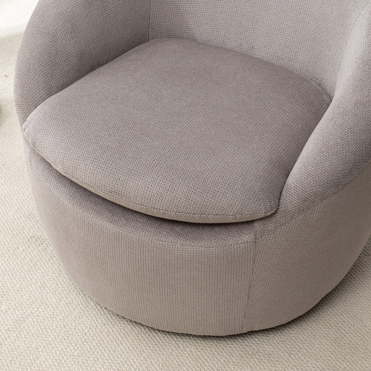 Winnie Modern Teddy Fabric Swivel Barrel Chair