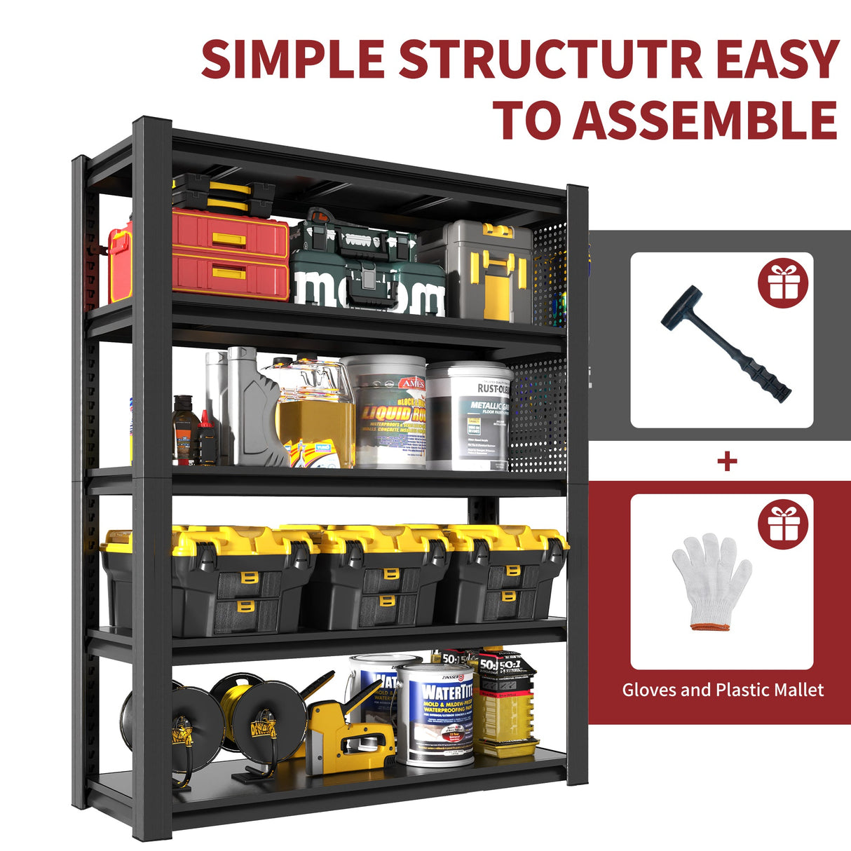 78"H 5-Tier Adjustable Heavy-Duty Storage Shelving Unit