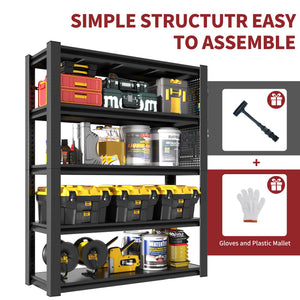 78"H 5-Tier Adjustable Heavy-Duty Storage Shelving Unit