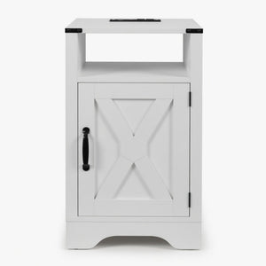 Farmhouse Nightstand, Charging Station & Storage