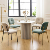 Modern 4-Person Dining Set with Bamboo & MDF Table and Fabric Chairs