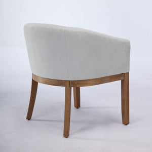 Mid Century Modern Upholstered Barrel Dining Chair with Arms