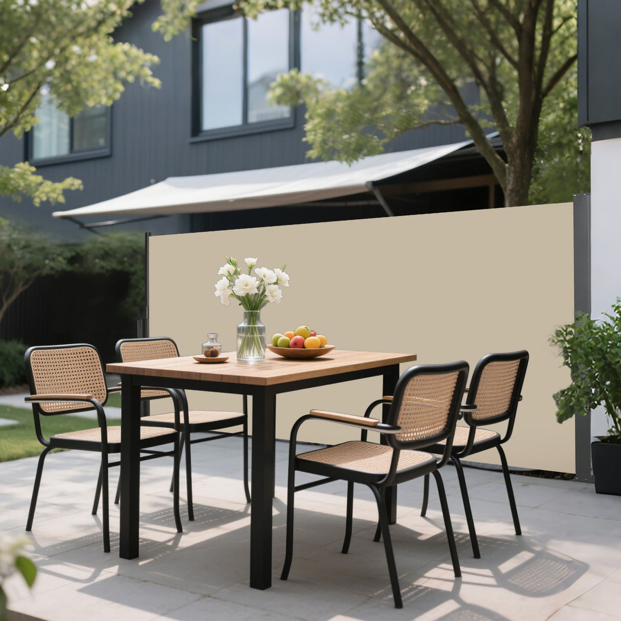 Retractable Side Awning, Waterproof and UV Resistant, Privacy Screen for Patio