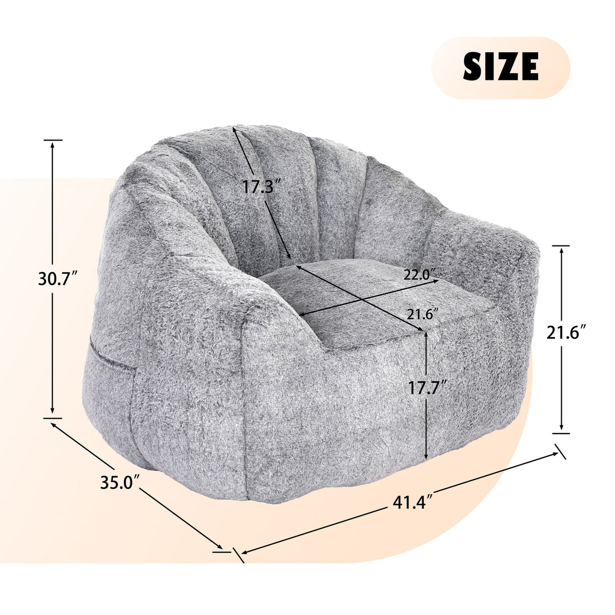 Beanbag Chair, Beanbag Sofa Chair With Armrests Stuffed High Density Foam