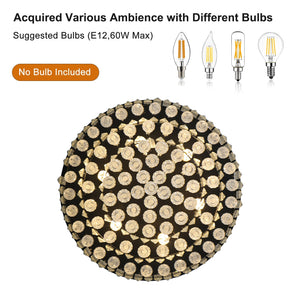 20' Luxury Crystal Flush Mount Ceiling Light with Black Finish – Elegant 6-Light Chandelier for Living Room, Dining Room, or Bedroom (Bulb Not Included)
