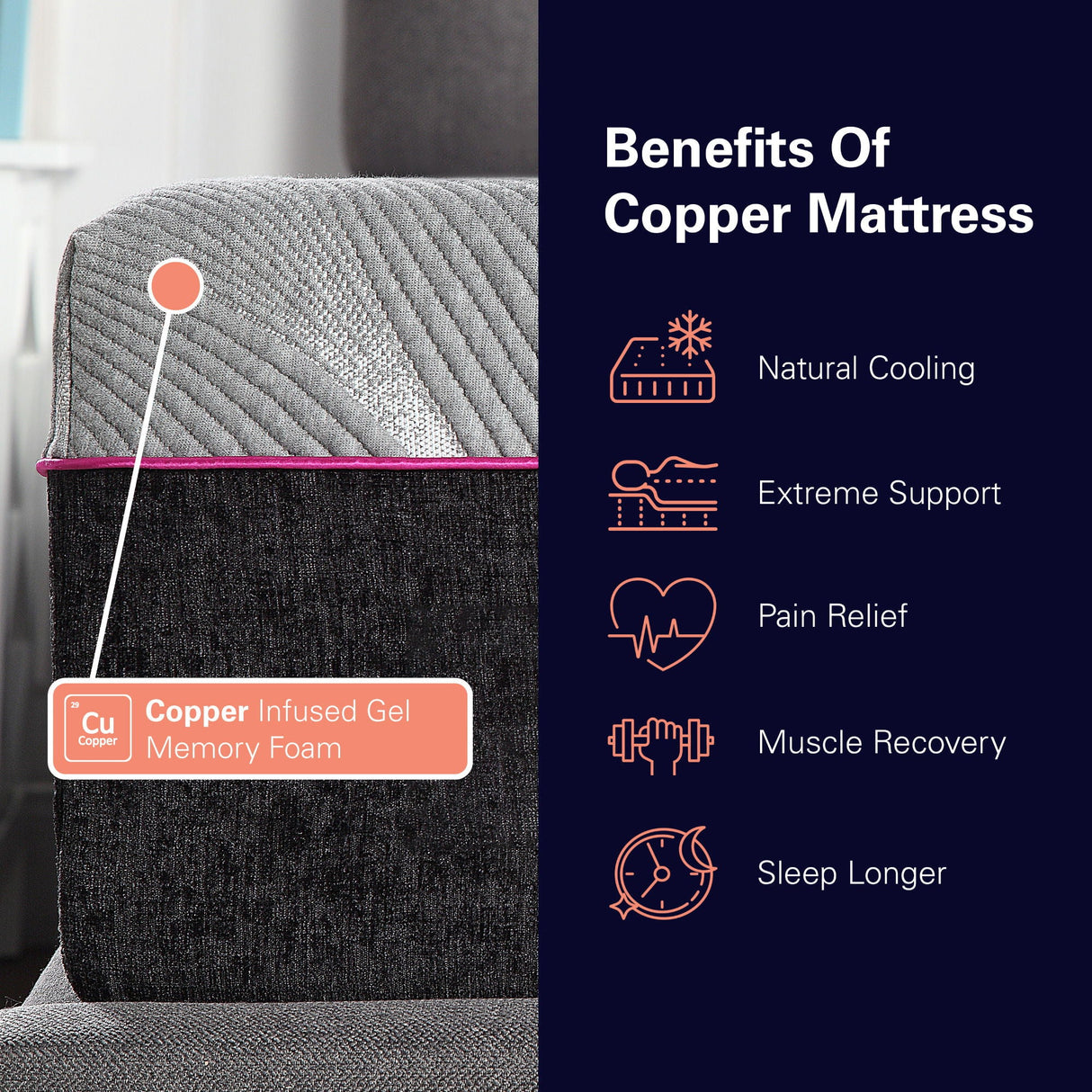 Renew - 11" Flex Head Cooling Gelcare Memory Foam Mattress - Gray - King