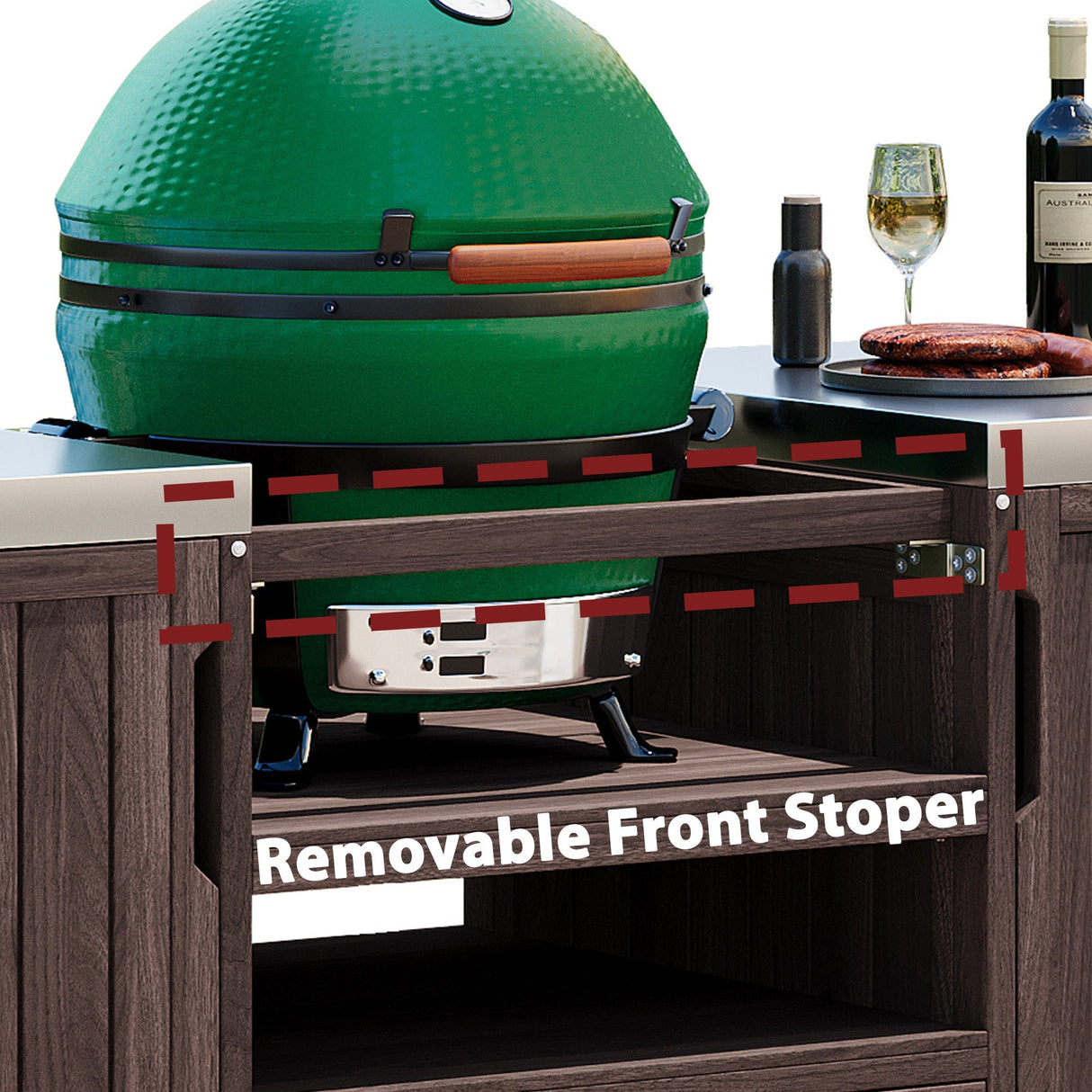 K&K 66.5' Outdoor Kitchen Island for Big Green Egg Grills