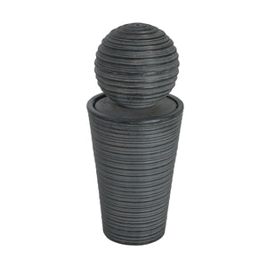 31.5' Tall Striped Concrete Column Fountain with LED Light - Gray Concrete Design