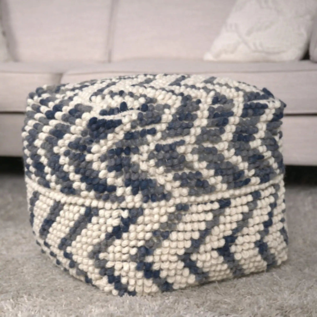 Alina Wool and Cotton Pouf - Natural