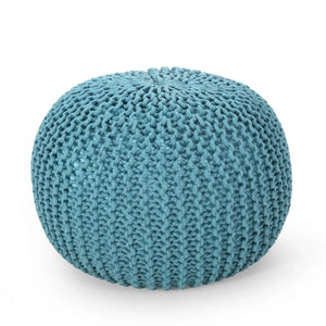 Moro - Knitted Round Pouf with Pumpkin Shape