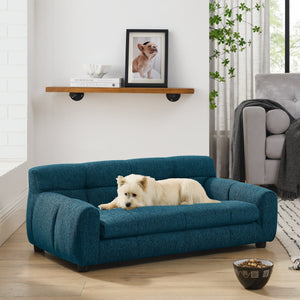 Soft Comfortable Pet Sofa with Backrest and Armrests in Blue