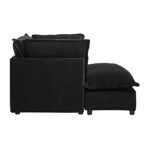 Modern Armchair Sofa 47" Cozy Upholstered Sofa Chair with Movable Ottoman