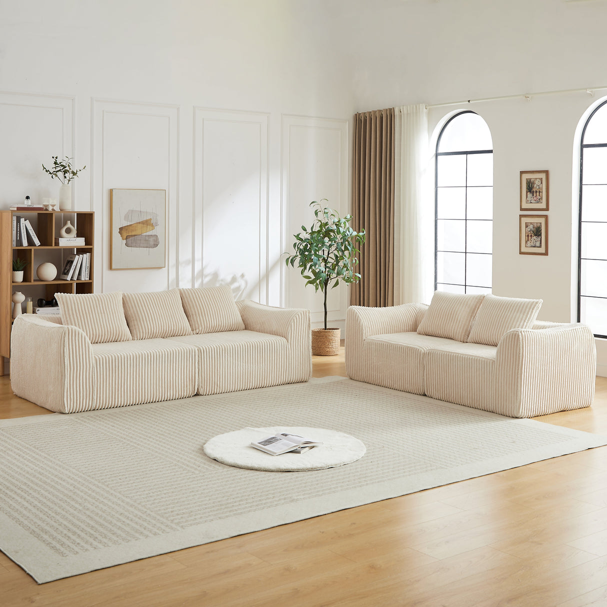Minimalist 3+2 Seater Corduroy Sofa Set